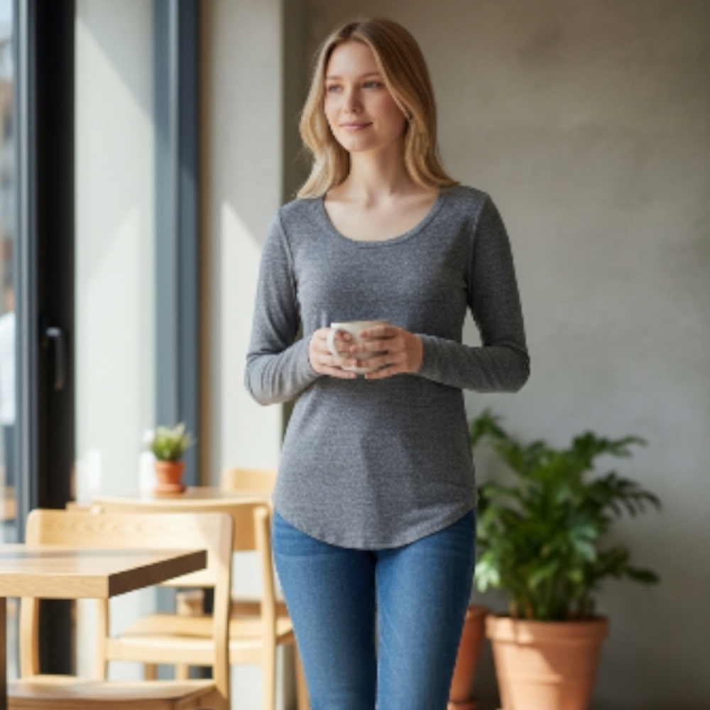 😻 3/$30 Aritzia Wilfred Free Grey Long Sleeve Top Size Small